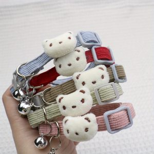 Dog Collar High Elasticity Breathable with Bells Fashion Puppy Cats Collar with Bell for Kitty