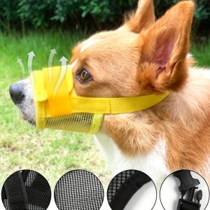 1pc Dog Muzzle Adjustable Breathable Mesh Muzzle