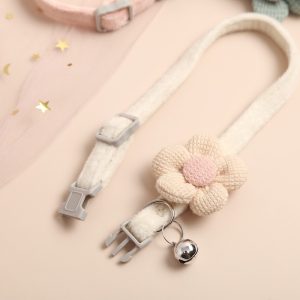 Adorable Cat Collar with Flower Accent and Bell - Perfect for Decorating Your Furry Friend!