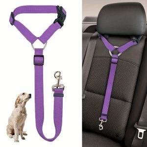 2-in-1 Pet Car Safety Harness with Adjustable Seat Belt and Nylon Leash