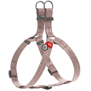 Brown Re Cotton Dog Harness Eco-Friendly Dog Harness Suitable for Small and Medium Dogs Size S 17-22 Inch Reflective Dog Harness with QR Code ID Tag Adjustable Size Suitable for Male and Female Dogs