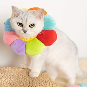 Sunflower Shape Adjustable Cat Cone Collar, Elizabeth Collar Bite Resistant Cat Circle Collar