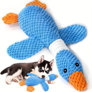 Durable Plush Goose-Shaped Dog Toy for Teething and Play - Soft, Chew-Resistant Fabric for Medium Breeds - Ideal for Dental Health and Interactive Fun - Assorted Colors