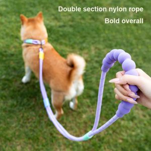 Heavy-Duty Polyamide Dog Training Leash with Foam Handle for Medium and Large Breeds - Shock-Absorbing Pet Traction Rope with Alloy Safety Ring and Rotating Buckle - Durable Double Section Dog Lead for Walking and Training